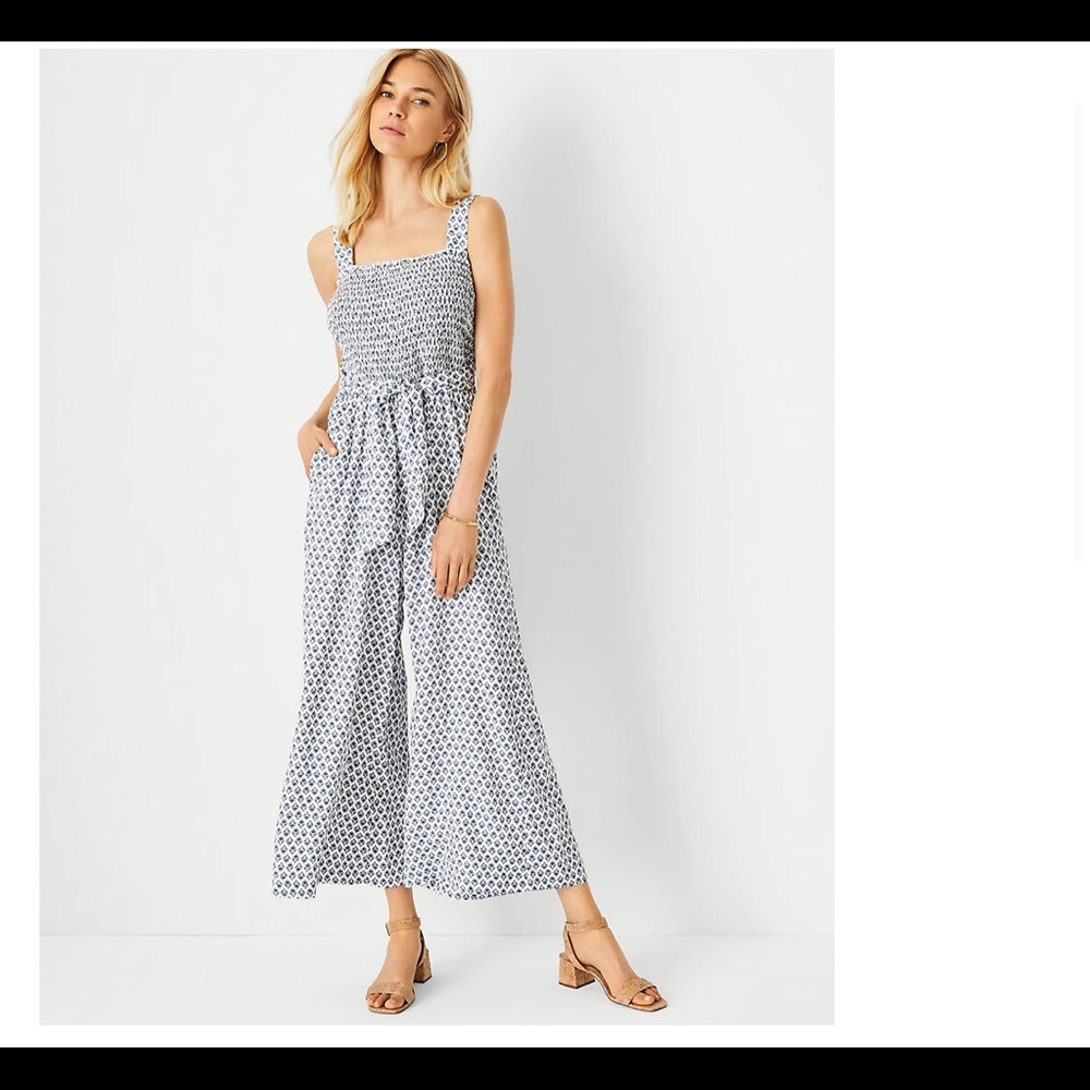 Ann Taylor Floral Smocked Jumpsuit